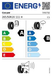 Cooper Zeon Cross Range MO XL 265/50 R20 111H Sommer – EU-Reifenlabel