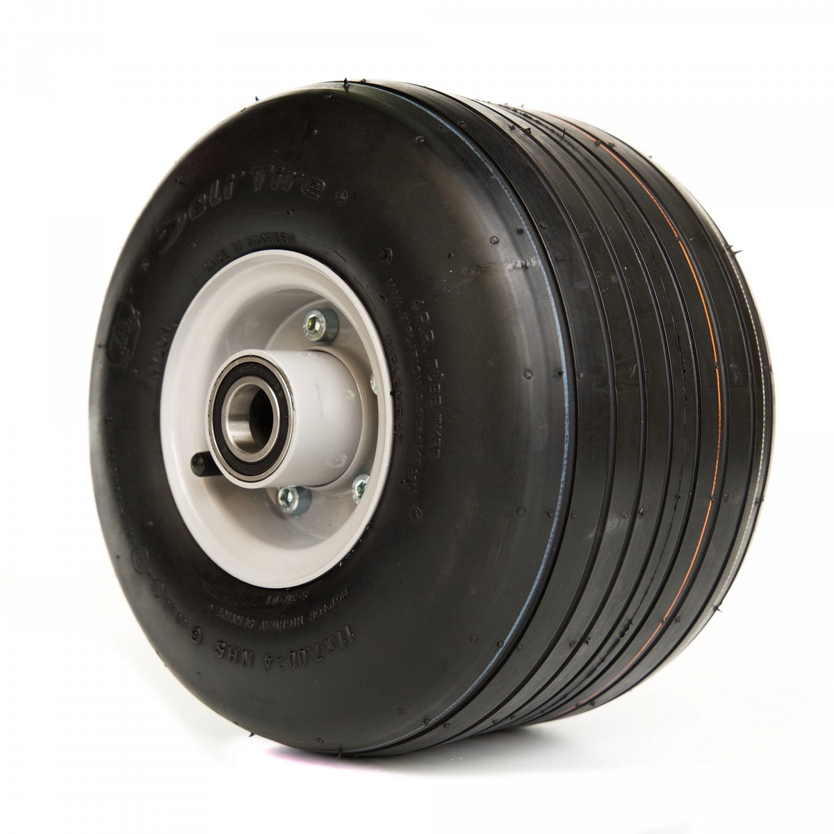 Deli Tyre Komplettrad 11x7.00-4, 4PR S-317 - Rille auf Stahlfelge 6.00-4 Ø:20 mm NL: 185 Kugellager Silber
