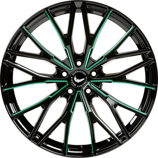 Barracuda Project 3.0 black gloss flashgreen Alufelge 8.5x20 Zoll ET40 LK 5x108 ML73.1 – Bild 2