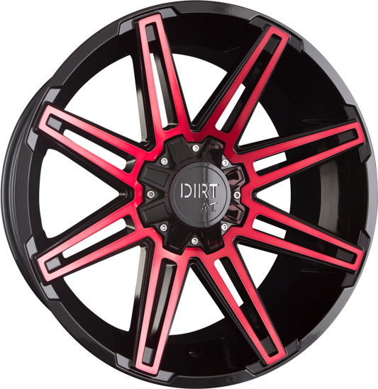 Dirt A.T. D88 Gloss Black Red Face Alufelge 10x22 Zoll ET-20 LK 6x135 ML106.1 – Bild 2