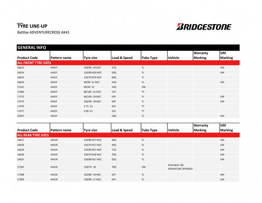 Bridgestone AX41 90/90 R21 54Q Sommer