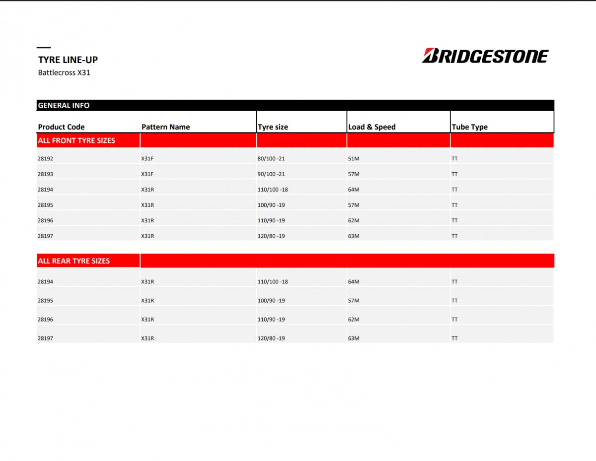 Bridgestone Battlecross X31 NHS (TT) 110/90 R19 62M Sommer