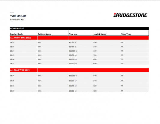 Bridgestone Battlecross X31 NHS (TT) 120/80 R19 63M Sommer