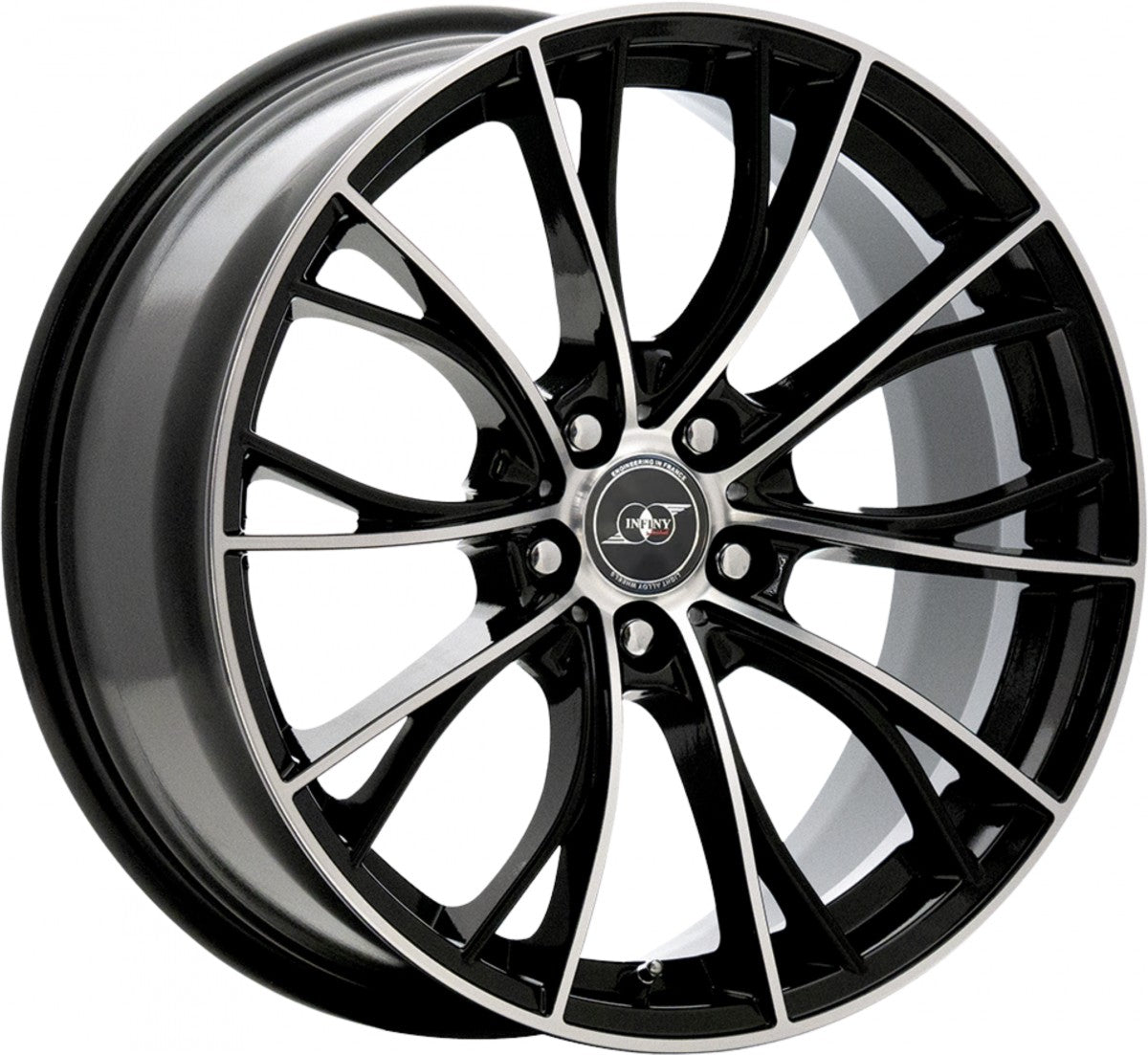 Infiny Spartan noir brillant face polished Alufelge 9.5x19 Zoll ET48 LK 5x120 ML72.6