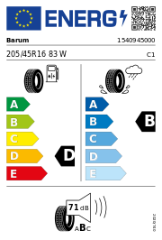 Barum Bravuris 5 HM FR 205/45 R16 83W Sommer