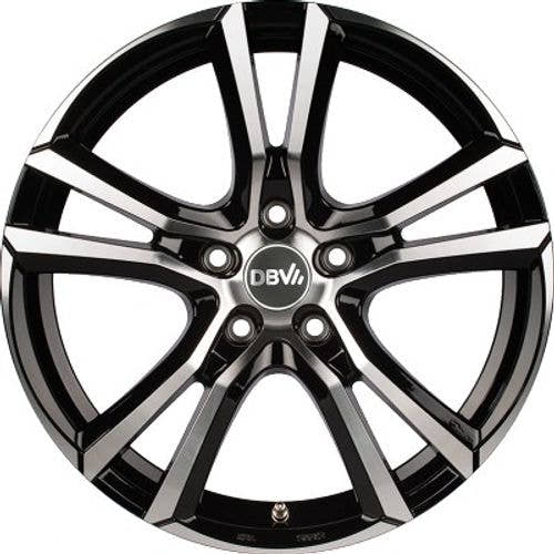 DBV Andorra schwarz glänzend front poliert Alufelge 7.5x17 Zoll ET35 LK 5x100 ML63.3 – Bild 2