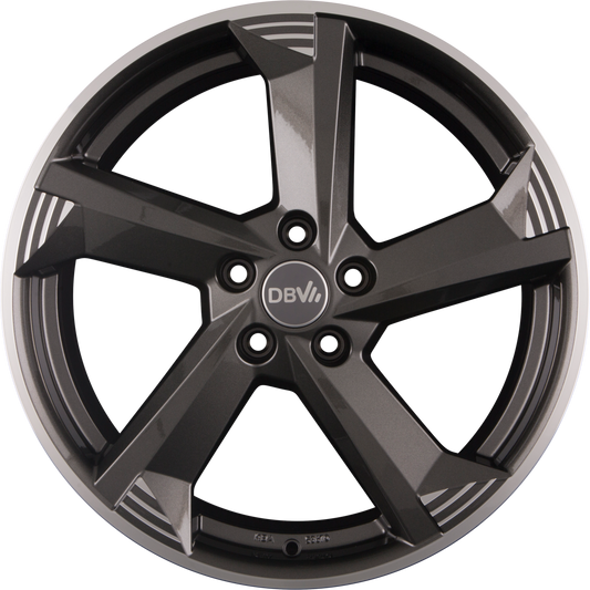 DBV Torino III anthrazit glänzend poliert Alufelge 8x19 Zoll ET55 LK 5x108 ML70.1 – Bild 2