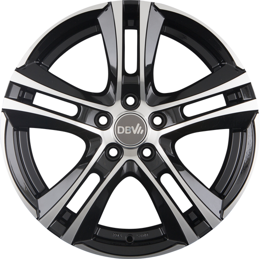 DBV Andorra II schwarz glänzend front poliert Alufelge 7.5x18 Zoll ET45 LK 5x108 ML70.1 – Bild 2