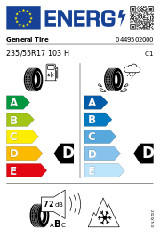 General Tire Grabber AT3 FR XL 3PMSF 235/55 R17 103H Ganzjahr – EU-Reifenlabel