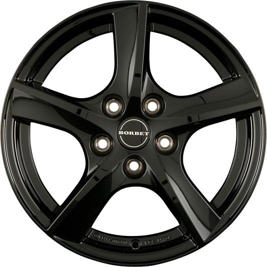 Borbet TL black glossy 5-Speiche 5.5x15 ET38 - LK5/100 ML57.06