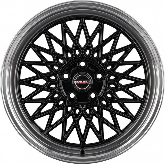 Borbet B black rim polished 8x17 ET40 - LK5/100 ML57.1