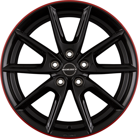 Borbet LX Black Glossy Rim Red Alufelge 8x18 Zoll ET44 LK 5x112 ML57.1 – Bild 2