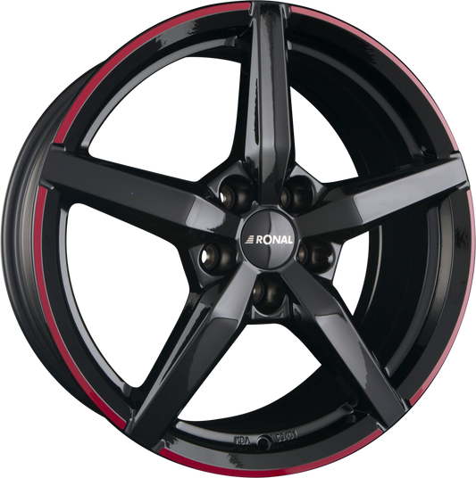Ronal R69 Jetblack-Red Rim Alufelge 8x18 Zoll ET57 LK 5x112 ML66.6 – Bild 2