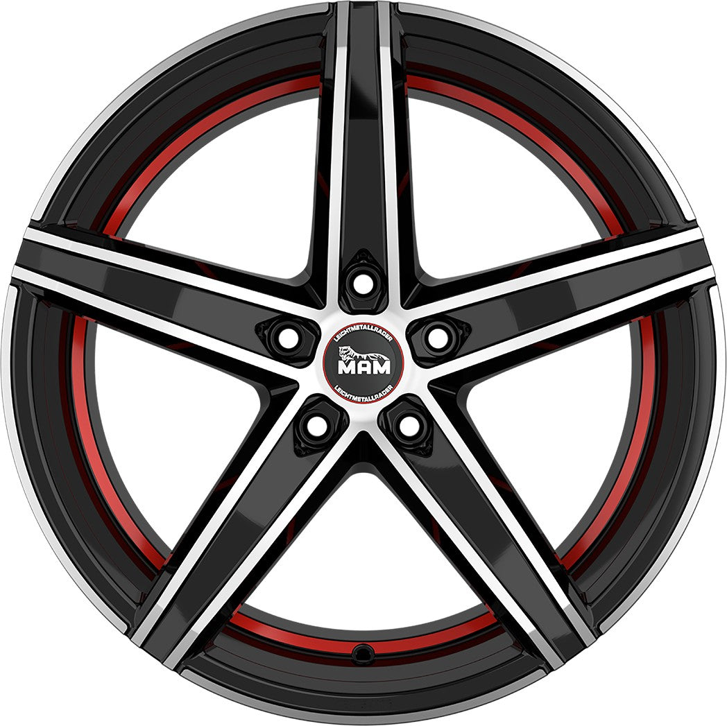 MAM OX-18 black front polish red inside Alufelge 8.5x19 Zoll ET45 LK 5x108 ML72.6 – Bild 2