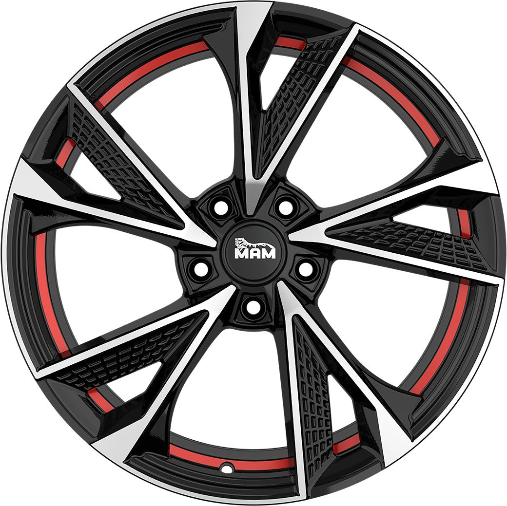 MAM RS6 black front polish red inside Alufelge 7x16 Zoll ET38 LK 5x100 ML63.4 – Bild 2