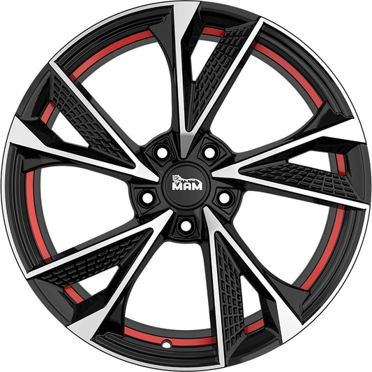 MAM RS6 black front polish red inside Alufelge 7x16 Zoll ET38 LK 5x114.3 ML72.6 – Bild 2