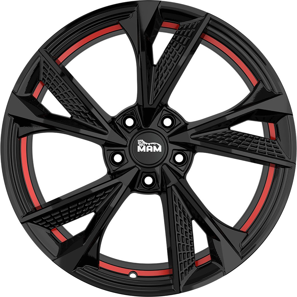 MAM RS6 black painted red inside Alufelge 7.5x17 Zoll ET30 LK 5x112 ML66.6 – Bild 2