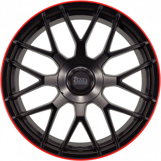 MAM GT1 matt black lip red Alufelge 8x18 Zoll ET45 LK 5x100 ML66.6 – Bild 2