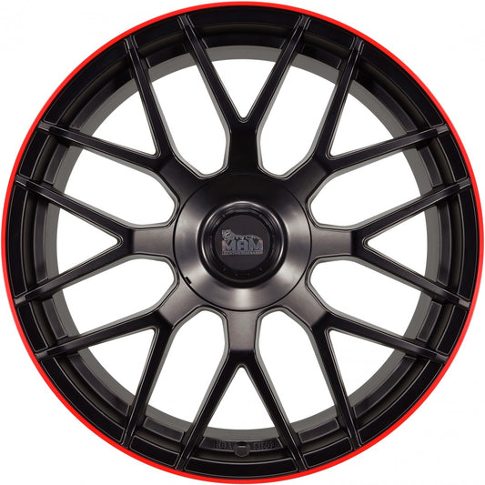 MAM GT1 matt black lip red 8.5x19 ET45 - LK5/100 ML66.6 – Bild 2