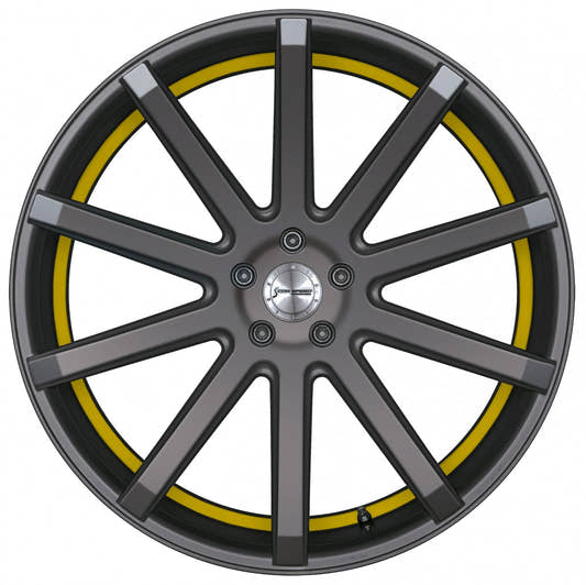 Corspeed Deville gunmetal / Undercut Color Trim gelb 10.5x22 ET15 - LK5/112 ML73.1 – Bild 2