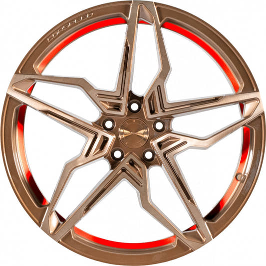 Corspeed Kharma higloss-bronze brushed surface undercut trimline red 10x20 ET35 - LK5/120 ML72.6 – Bild 2