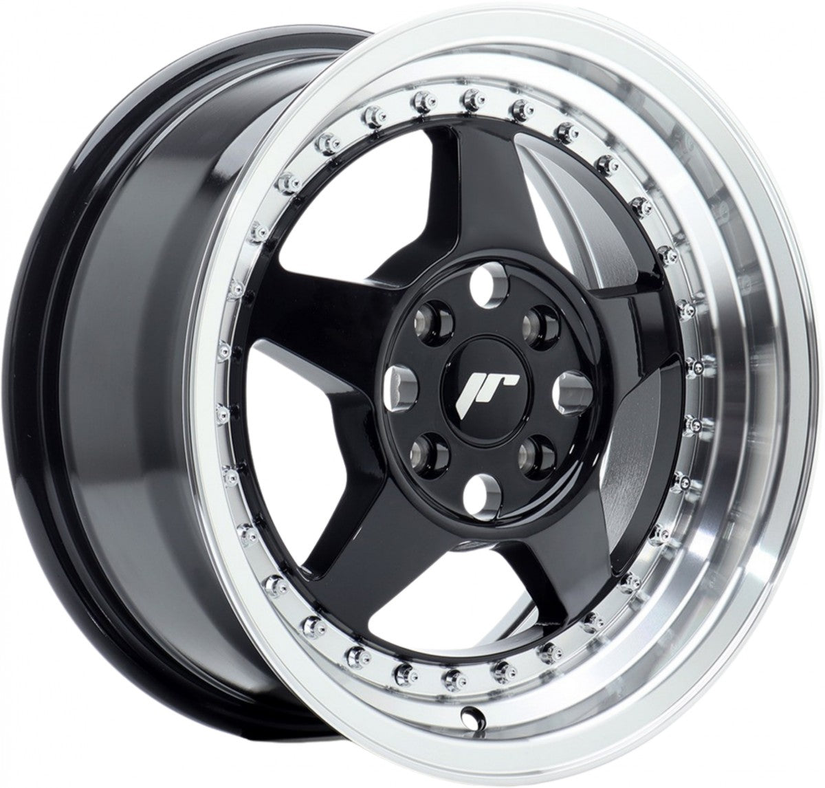 Japan Racing Wheels JR6 gloss black machined lip Alufelge 7x15 Zoll ET35 LK 4x100 ML67.1