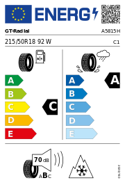 GT-Radial ClimateActive 3PMSF 215/50 R18 92W Ganzjahr – EU-Reifenlabel