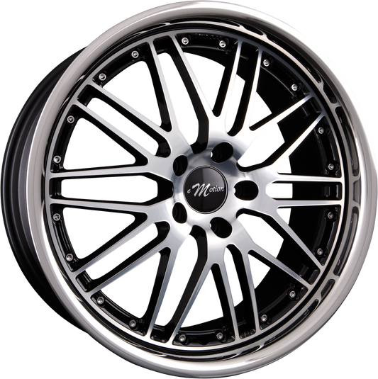 Emotion Wheels Wasabi Schwarz Frontpoliert mit Inox Edelstahlbett Alufelge 9.5x20 Zoll ET15 LK 5x120 ML74.1 – Bild 2