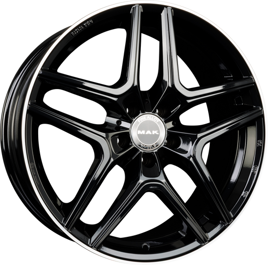 Mak Aurum Gloss Black Mirror Ring Alufelge 9x18 Zoll ET57 LK 5x112 ML66.6 – Bild 2