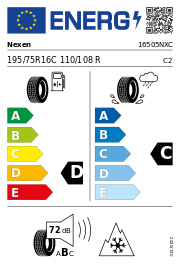 Nexen Winguard WT1 3PMSF 195/75R16C 110/108R Winter – EU-Reifenlabel
