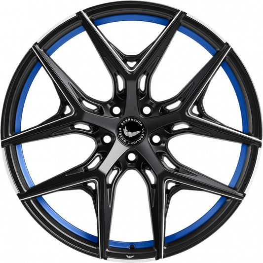 Barracuda Razzer mattblack undertcut trimline blau PureSports gefräst Alufelge 8.5x19 Zoll ET38 LK 5x112 ML73.1 – Bild 2
