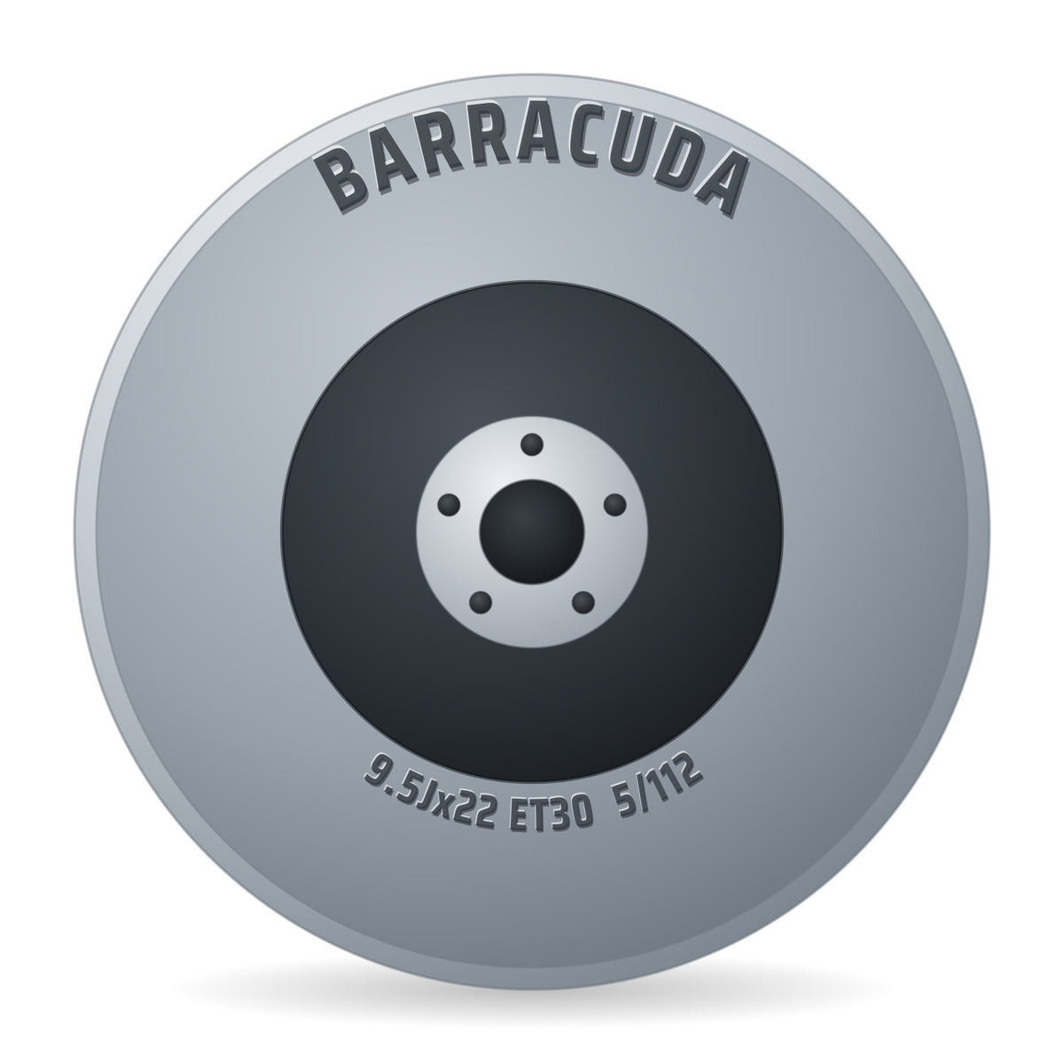 Barracuda Project Two Highgloss Black Brushed Surface Felge 9.5x22 Zoll ET30 LK 5x112