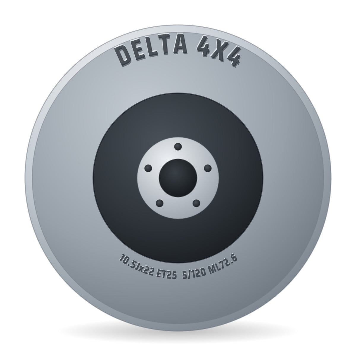 DELTA 4x4 Klassik_B 5 schwarz matt rugg Felge 10.5x22 Zoll ET25 LK 5x120 ML72.6
