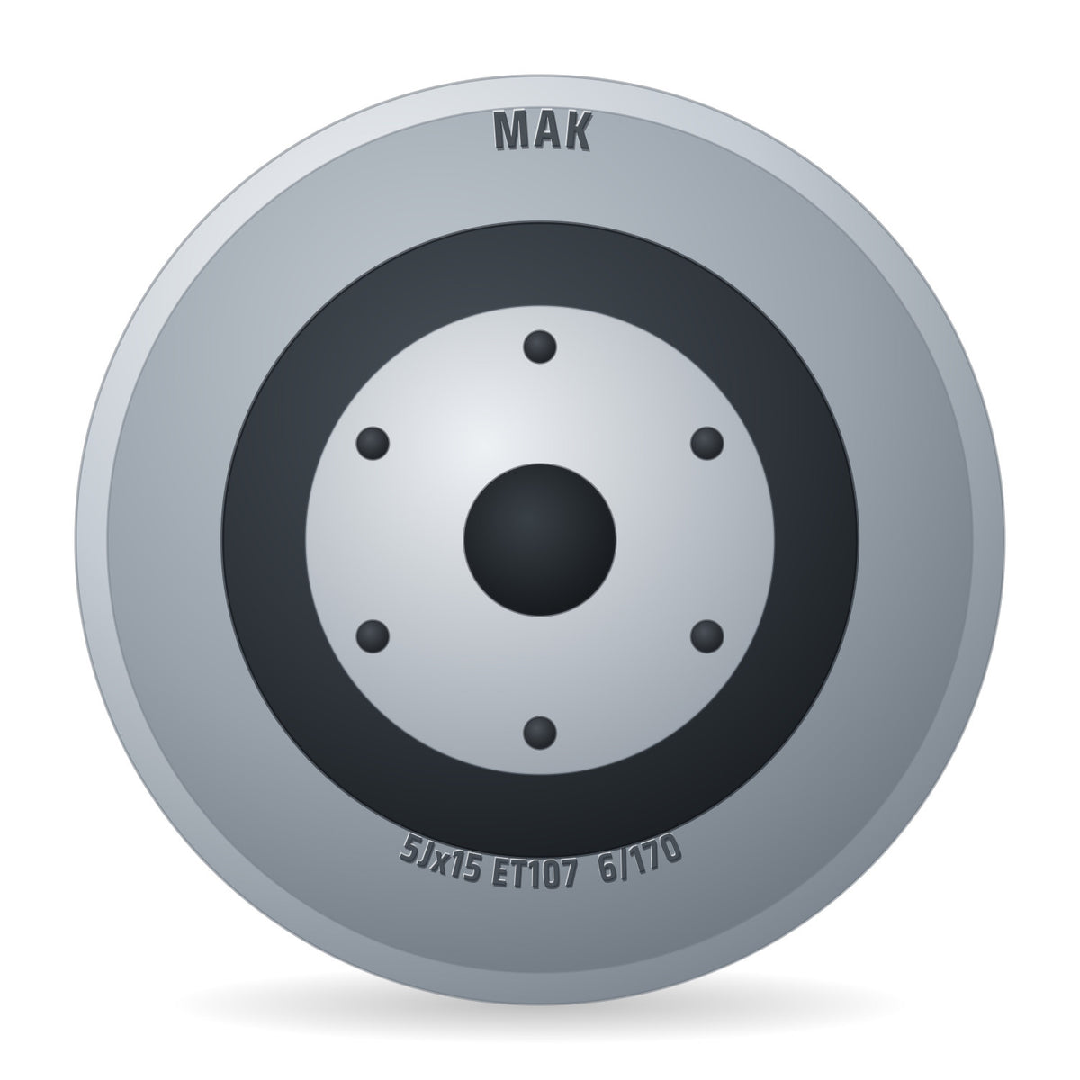 Mak F5050ccsi107day schwarz/silber DOT: Felge 5x15 Zoll ET107 LK 6x170