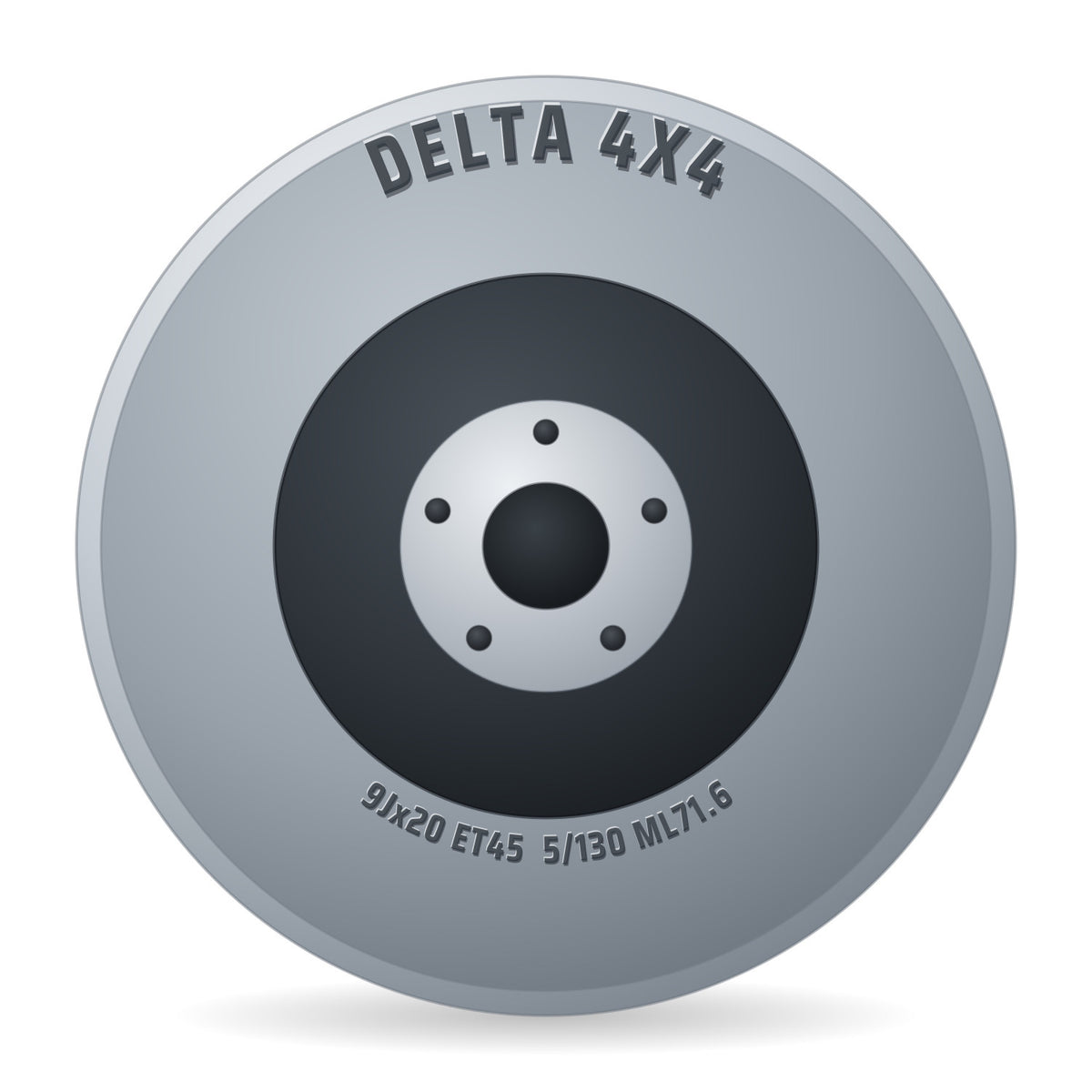 DELTA 4x4 Auslauf silber Felge 9x20 Zoll ET45 LK 5x130 ML71.6