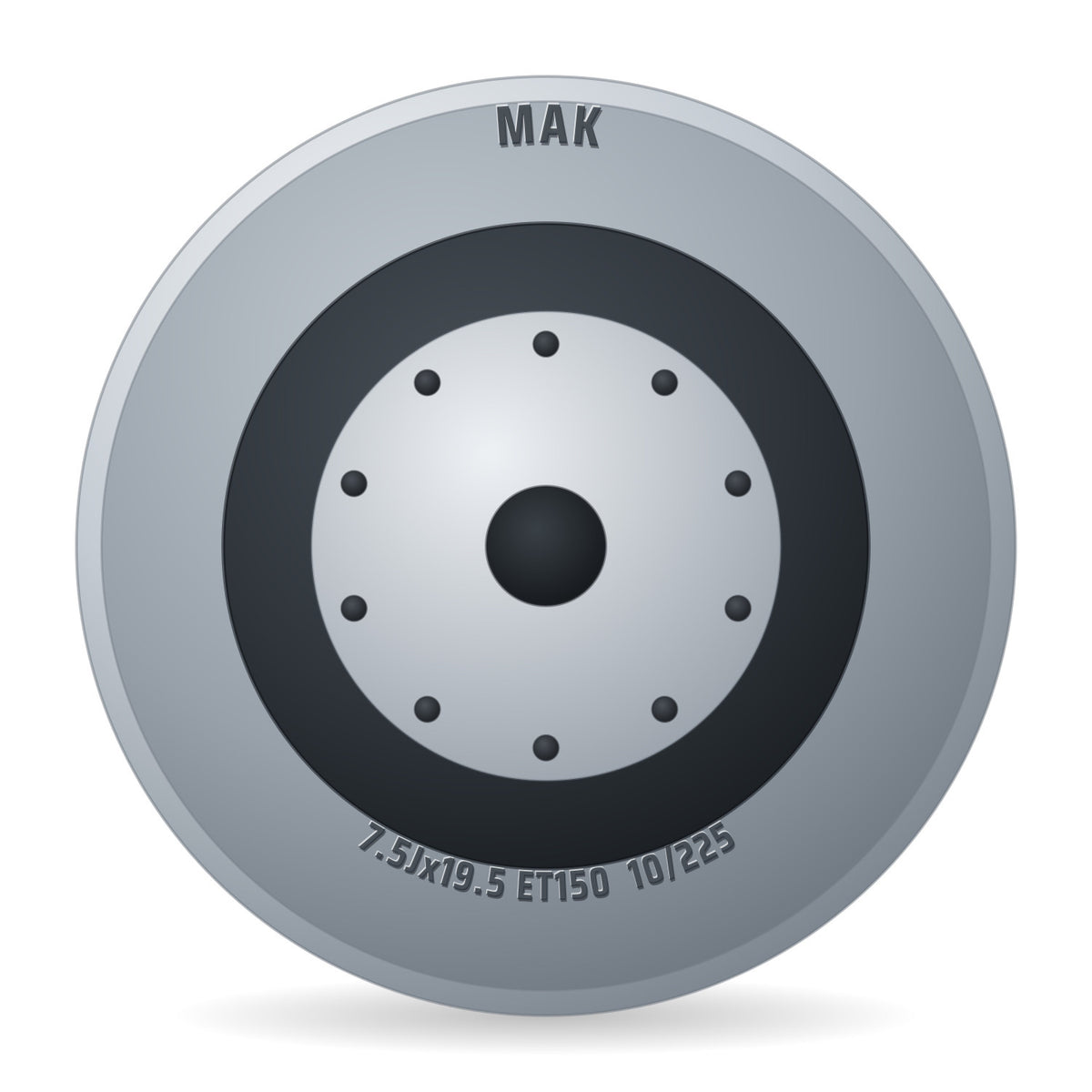 Mak Silver NB176 00 Felge 7.5x19.5 Zoll ET150 LK 10x225
