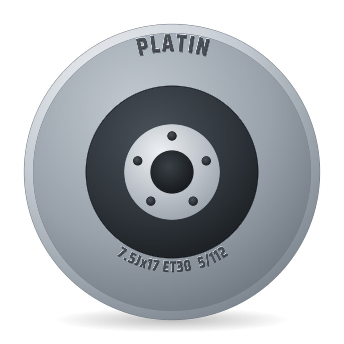 Platin P122 Black Painted Lz/lk: NB:66 6 Felge 7.5x17 Zoll ET30 LK 5x112