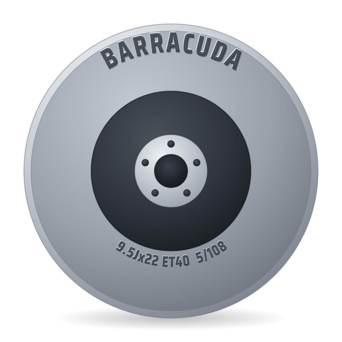 Barracuda Project Two Highgloss Black Brushed Undercut Trim Rot Felge 9.5x22 Zoll ET40 LK 5x108