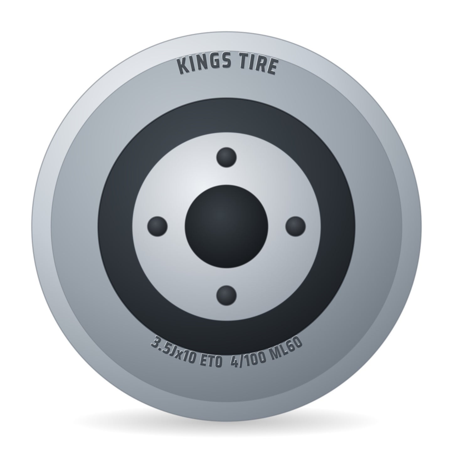 Kings Tire Komplettrad 5.00-10 V-8803 4PR auf Felge 3.50x10 4/100/60 ET0 Stahl Grau links