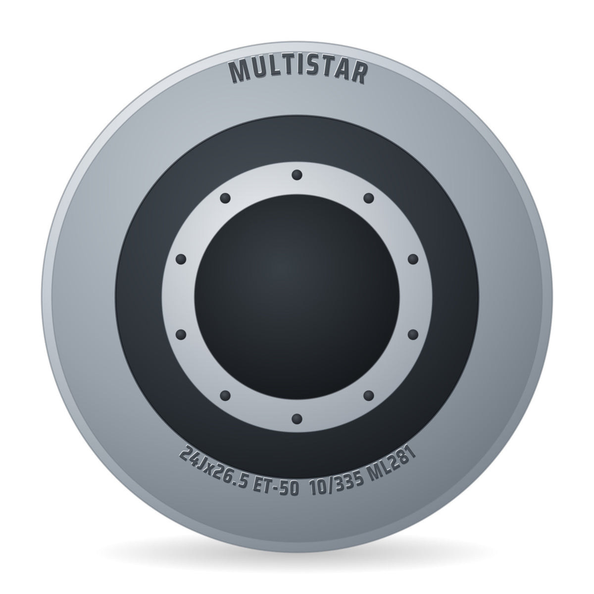 Multistar Stahlfelge 24x26,5 Zoll 10/335/281 ET-50 K3152 A3 27 Silber 9006