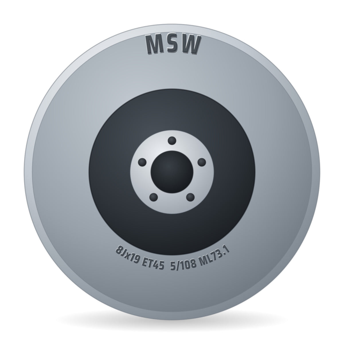 MSW 74 gloss black Alufelge 8x19 Zoll ET45 LK 5x108 ML73.1