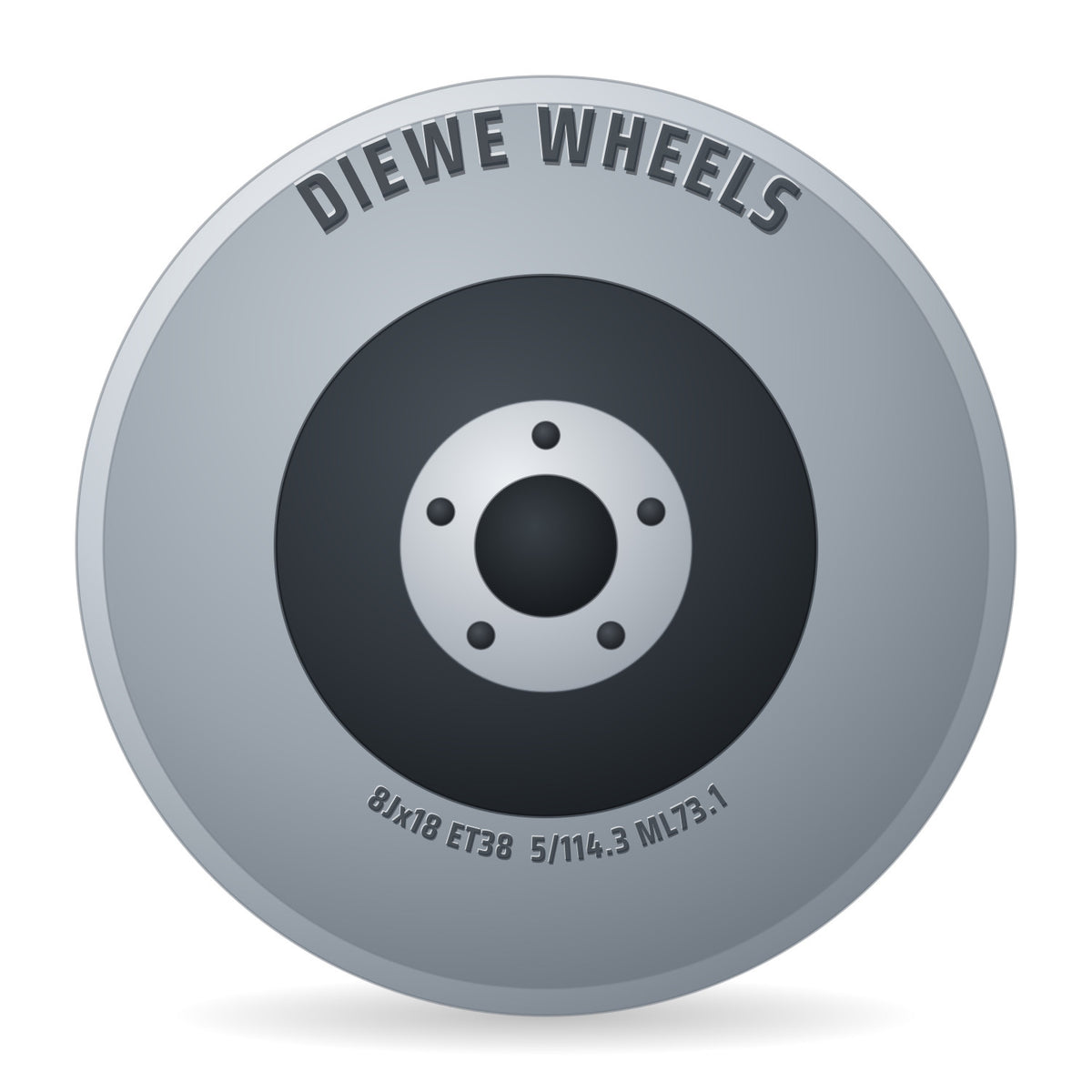 Diewe Wheels Dominar Glossy Black K60 Alufelge 8x18 Zoll ET38 LK 5x114.3 ML73.1