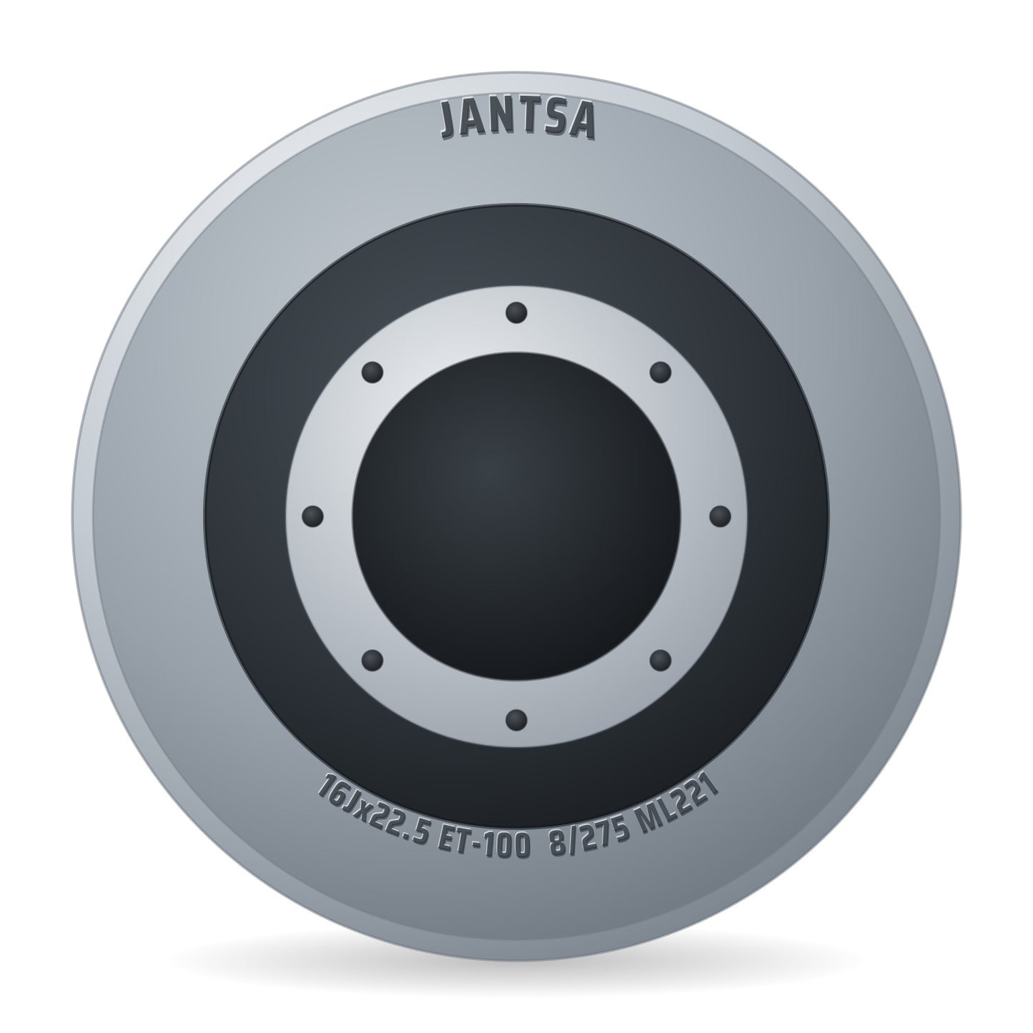 Jantsa Stahlfelge 16.00x22.5 Zoll 8/275/221 ET-100 162308 A2 Silber