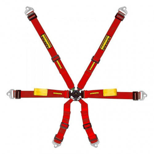 Schroth Enduro 2x2 rot mit schwarz/gelbem SCHROTH RACING Logo HANS