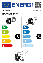 Tomason SPORT SUV DOT20 315/35 R21 111YY Sommer DOT DOT20 – EU-Reifenlabel