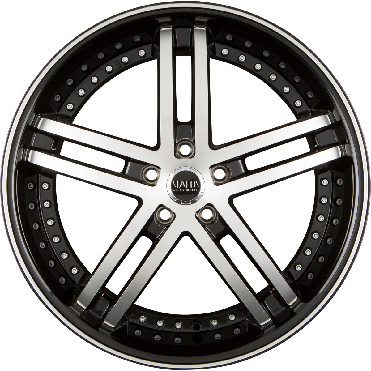 Status Alloy KNIGHT-5 Black Machined Alufelge 8.5x20 Zoll ET38 LK 5x114.3 ML73.1