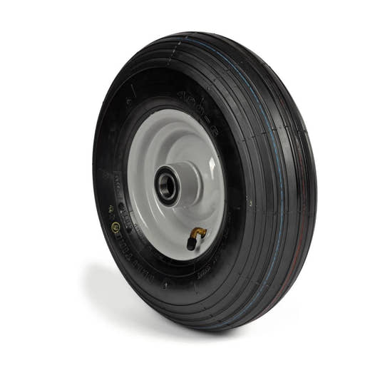 Deli Tyre Komplettrad 4.00-6, 4PR S-379 auf Stahlfelge 2.50Ax6 Ø:25 mm NL: 90 Kugellager Silber