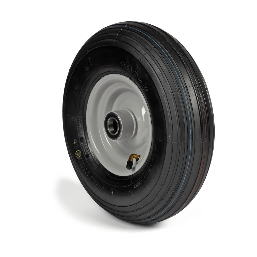 Deli Tyre Komplettrad 4.00-6, 4PR S-379 auf Stahlfelge 2.50Ax6 Ø:25 mm NL: 90 Kugellager Silber