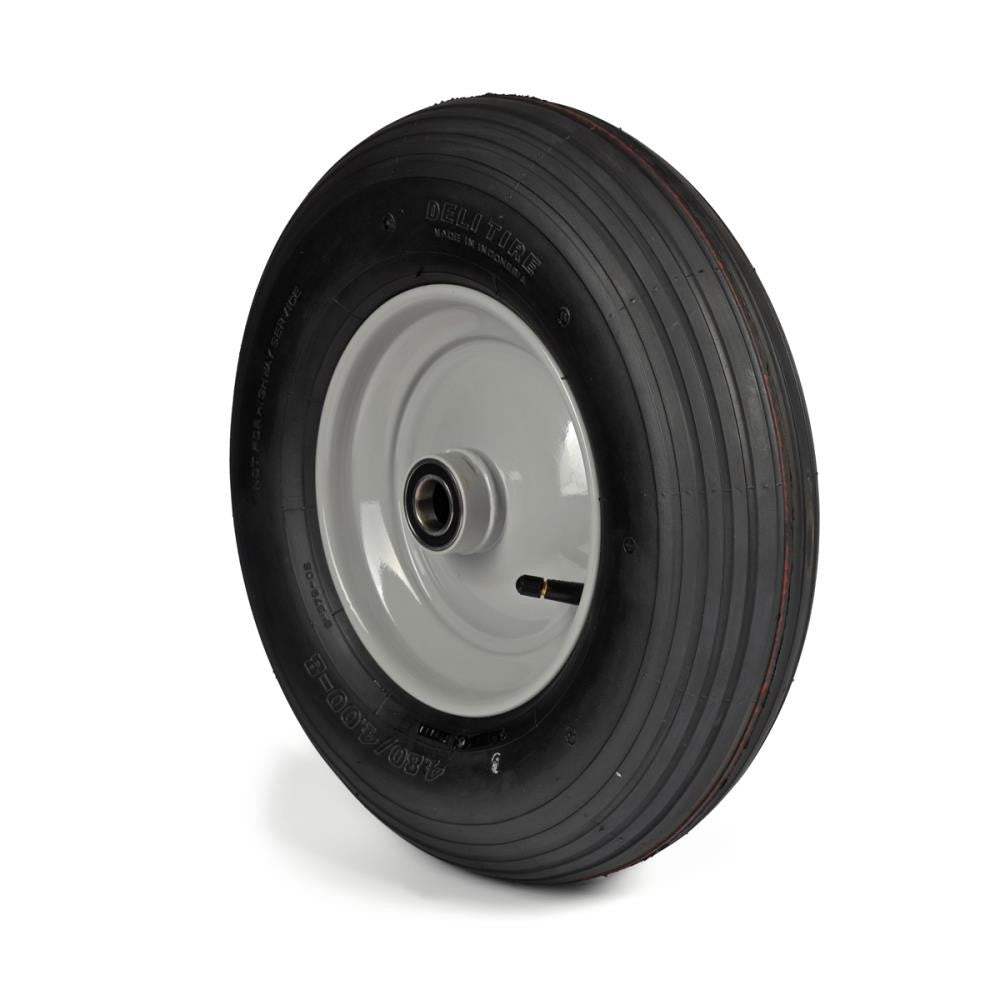 Deli Tyre Komplettrad 4.80/4.00-8, 4PR S-379 auf Stahlfelge 2.50Ax8 Ø:25 mm NL: 90 Kugellager Silber