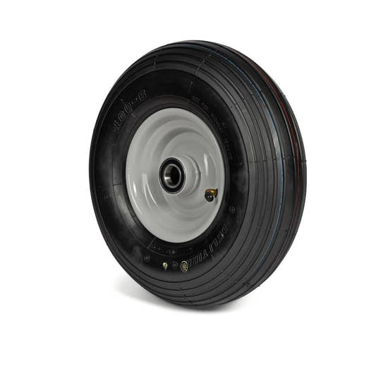 Deli Tyre Komplettrad 4.00-6, 4PR S-379 auf Stahlfelge 2.50Ax6 Ø:25 mm NL: 75 Kugellager Silber